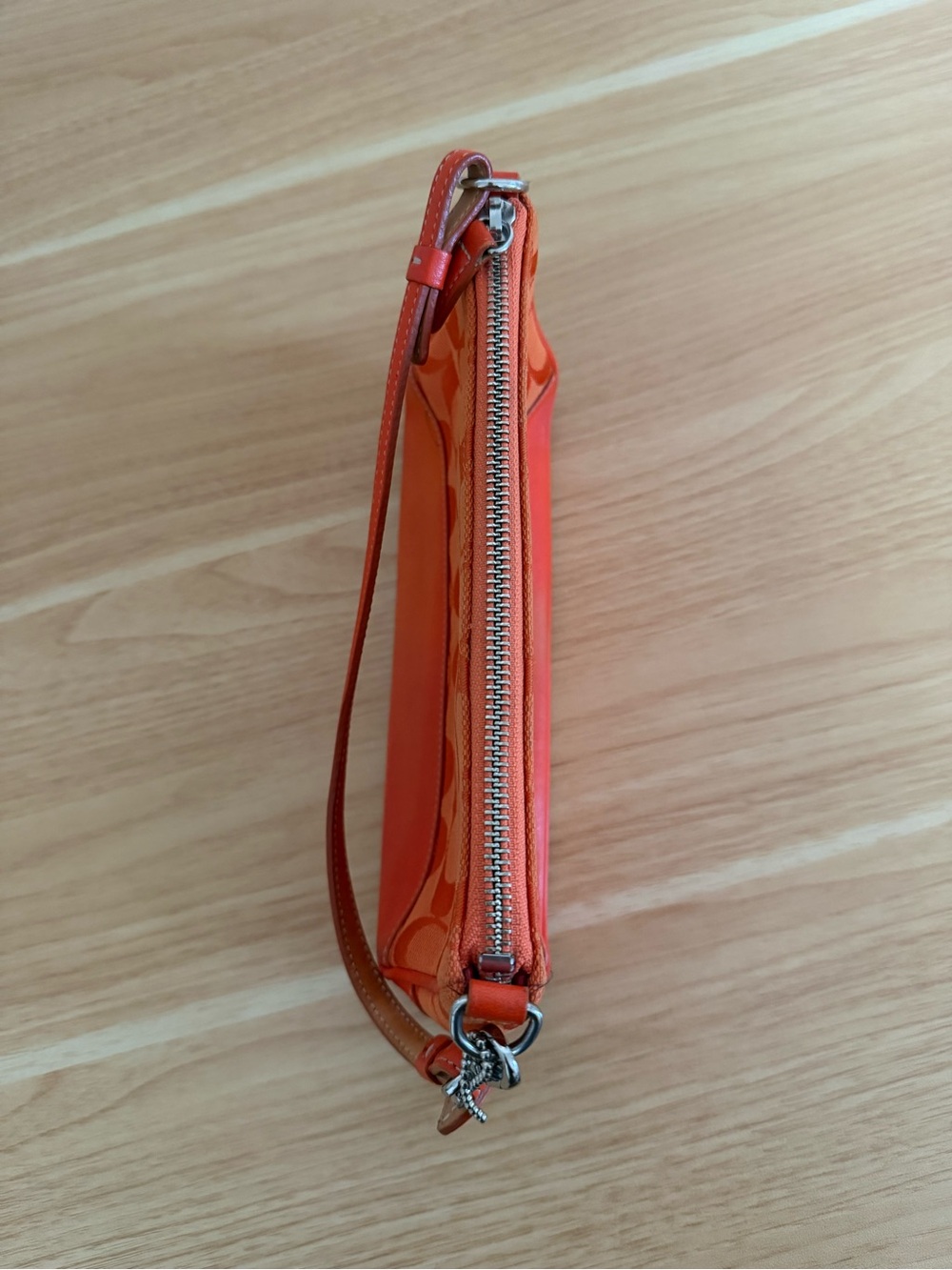 Coach Orange Signature Jacquard Shoulder Bag with Leather Trim - Picture 3 of 14